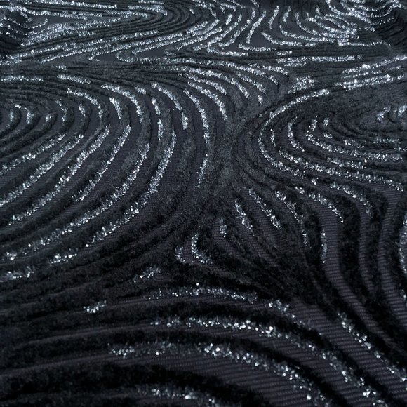 Conrad C Petite Black Top Partially Sheer with‎ Metallic/Black Design Size XS/TP - Picture 2 of 12